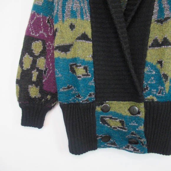 Uno & Una Vintage Wool Blend Knit Cardigan Size Medium Oversized - Picture 3 of 12